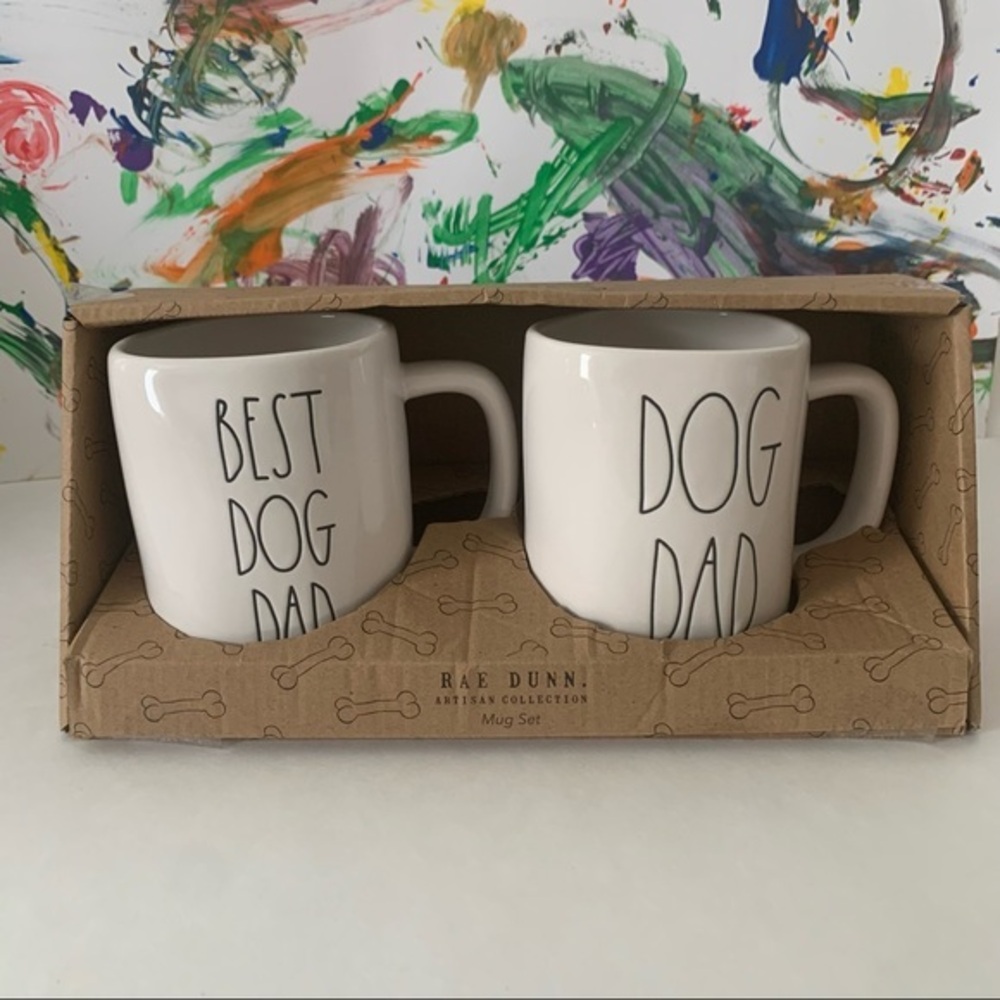 Rae Dunn Mug Set Best Dog Dad & Dog Dad